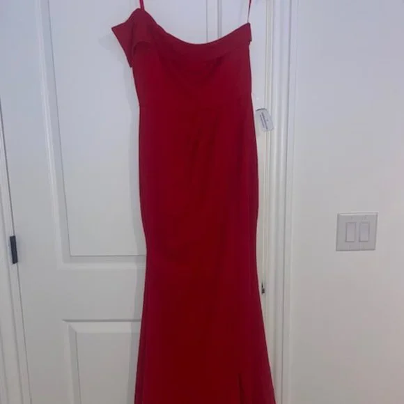 navy blue dress for baby girl NWT Windsor Susana Asymmetric Off Shoulder Mermaid Dress